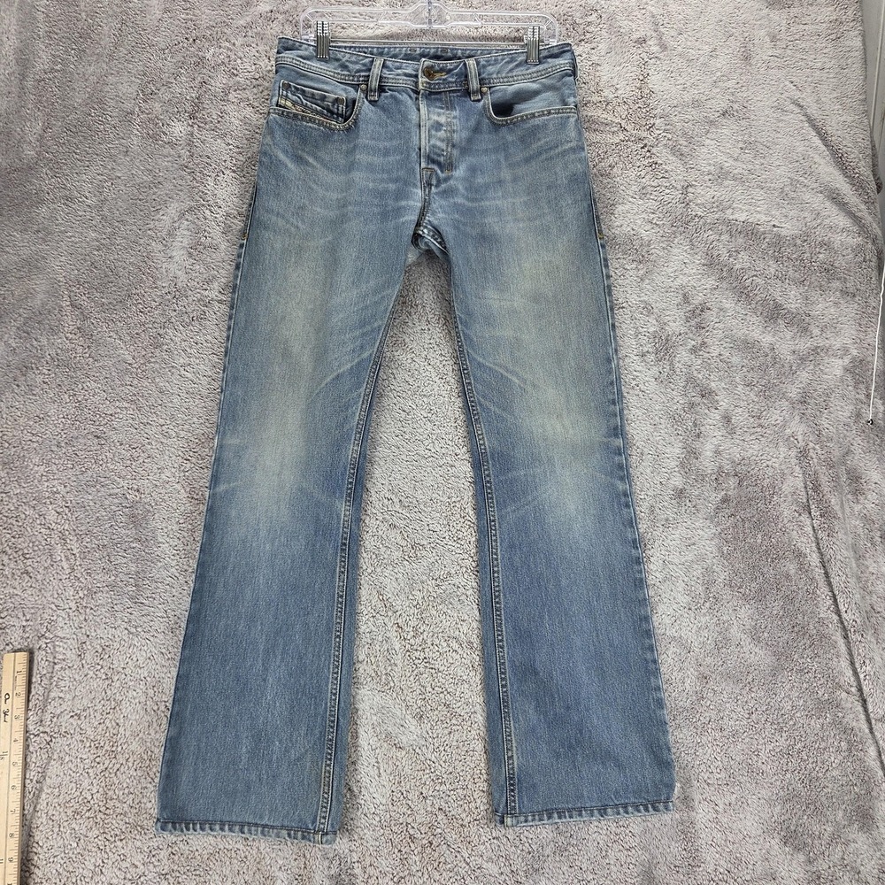 Diesel Jeans Mens 29x32 Blue Zatiny Regular Bootcut Light Wash Altered Hem 0073P